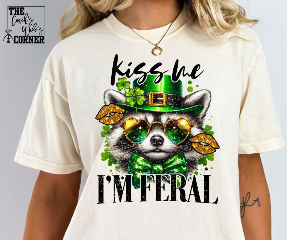 Kiss Me I'm Feral Irish Racoon