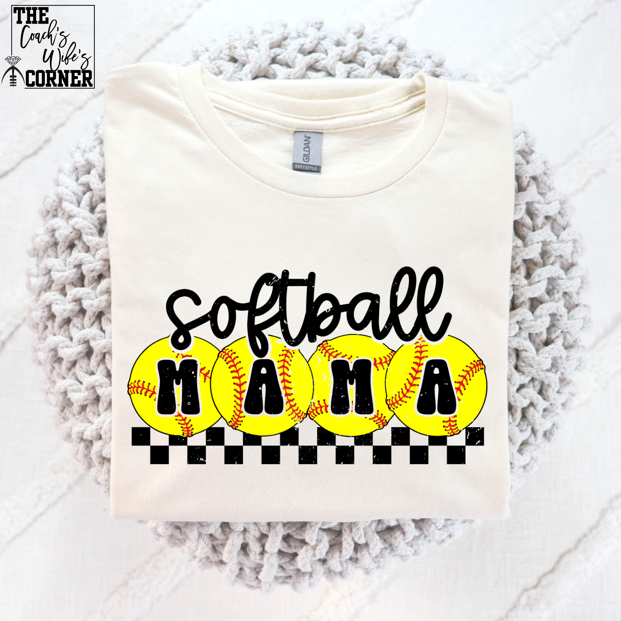 MAMA Softball Letters Checkered