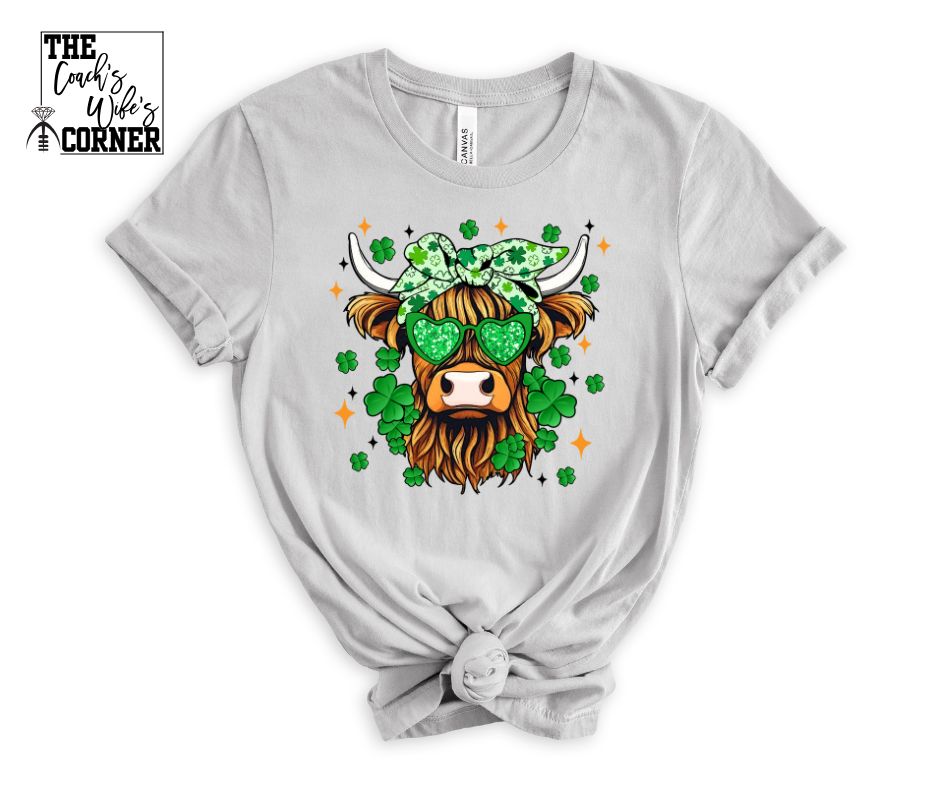St. Patty's Day Cow with Clovers and Bows