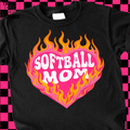 Softball Mama Heart Flame