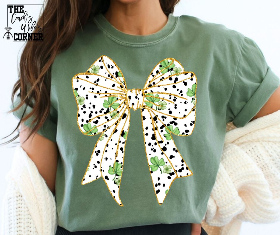 Dalmatian Print Lucky Clover Bow