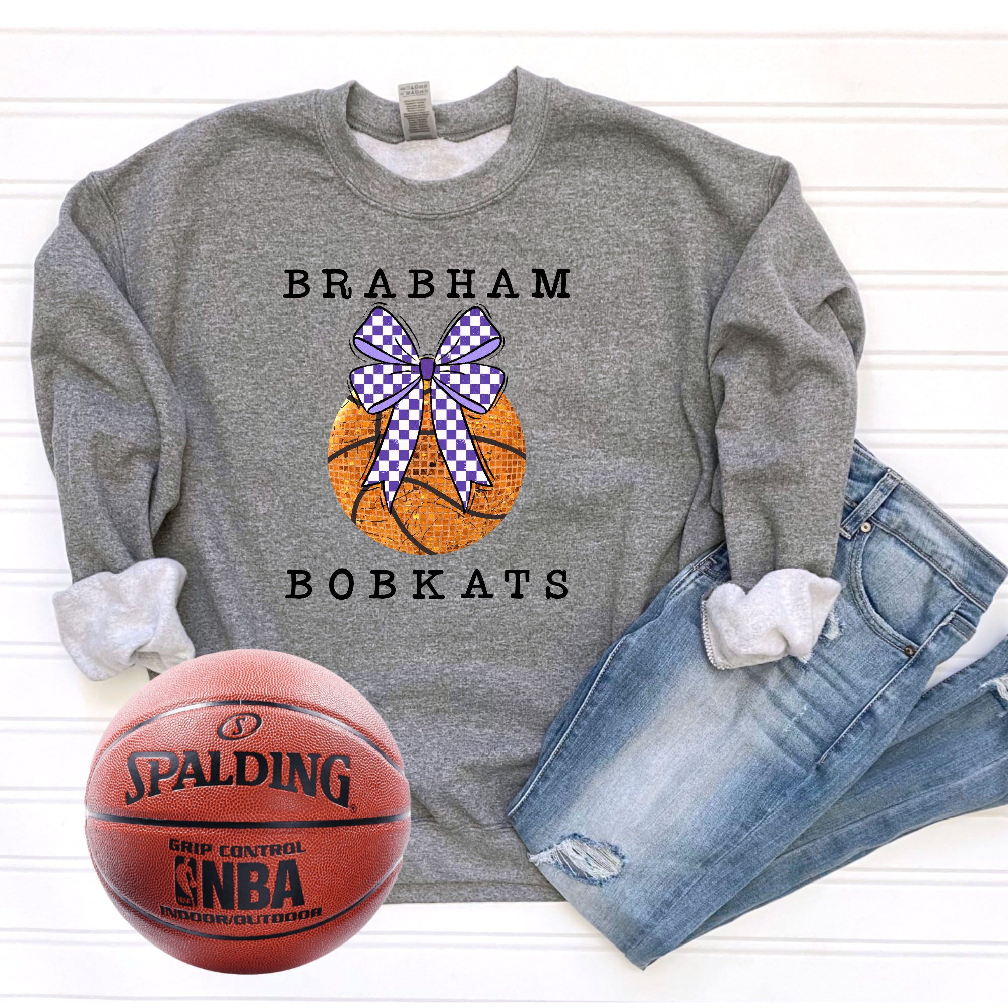Brabham Bobkats Faux Sparkle Basketball Bow