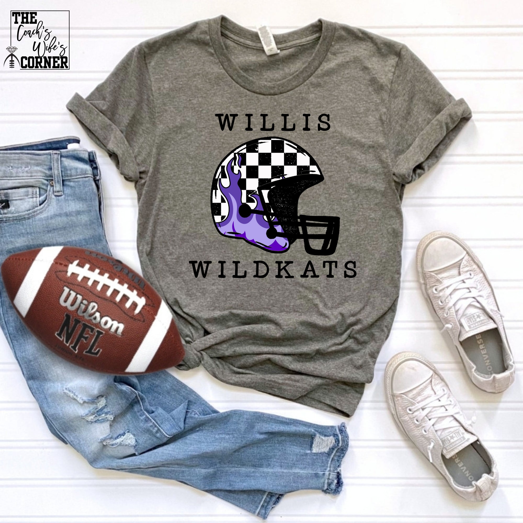 Willis Wildkats Football Helmet Checkered I