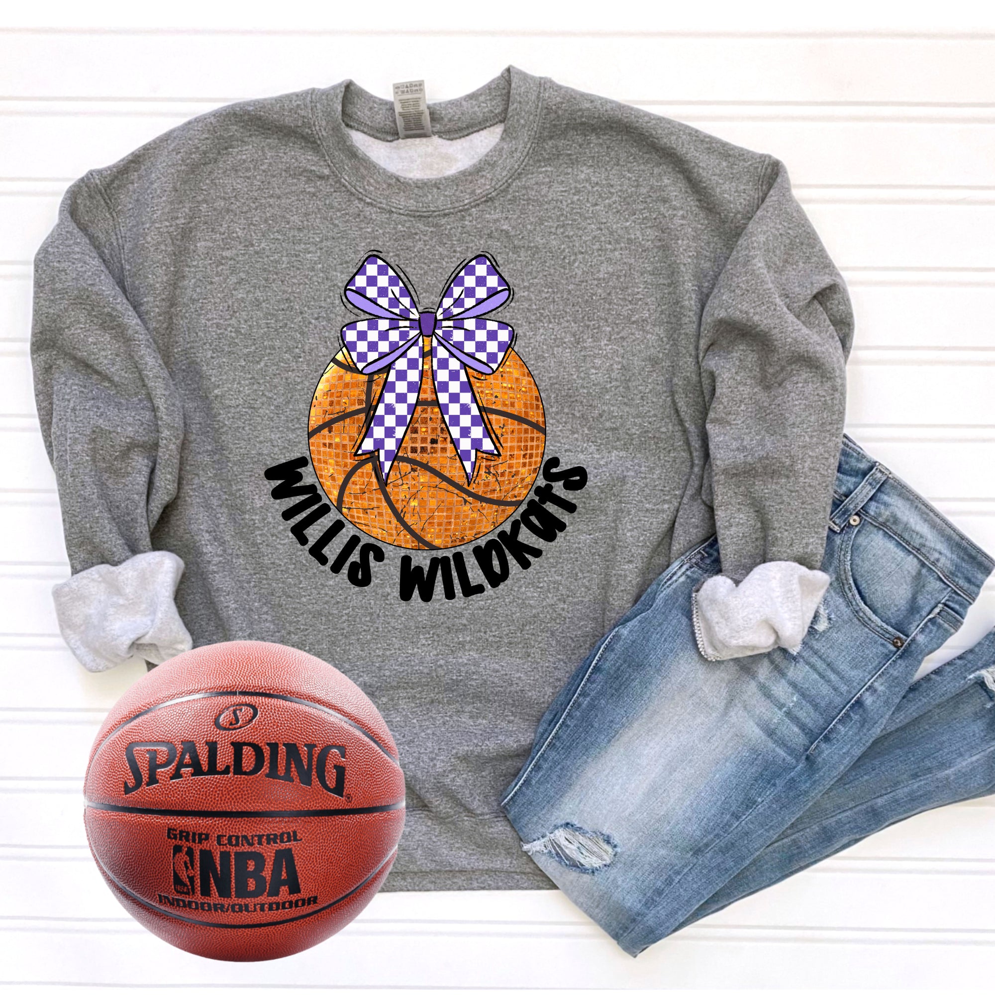 Willis Wildkats Basketball Bow Faux Sparkle