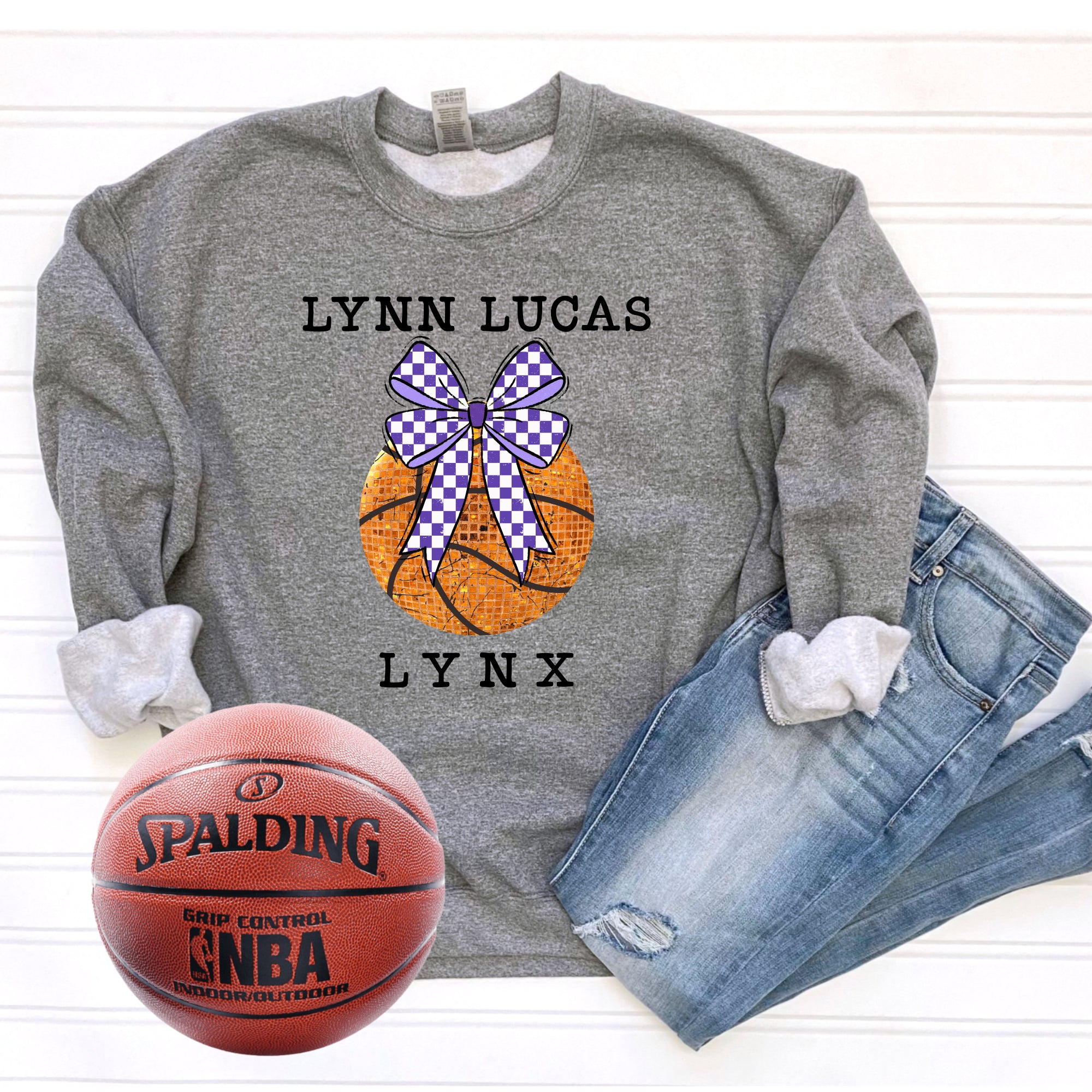 Lynn Lucas Basketball Bow Faux Sparkle