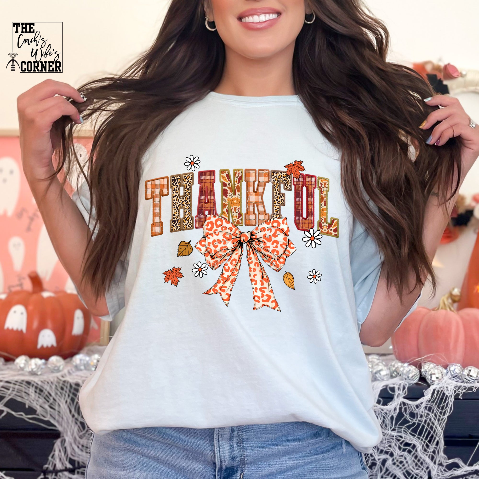 Thankful, Leaves & Bow