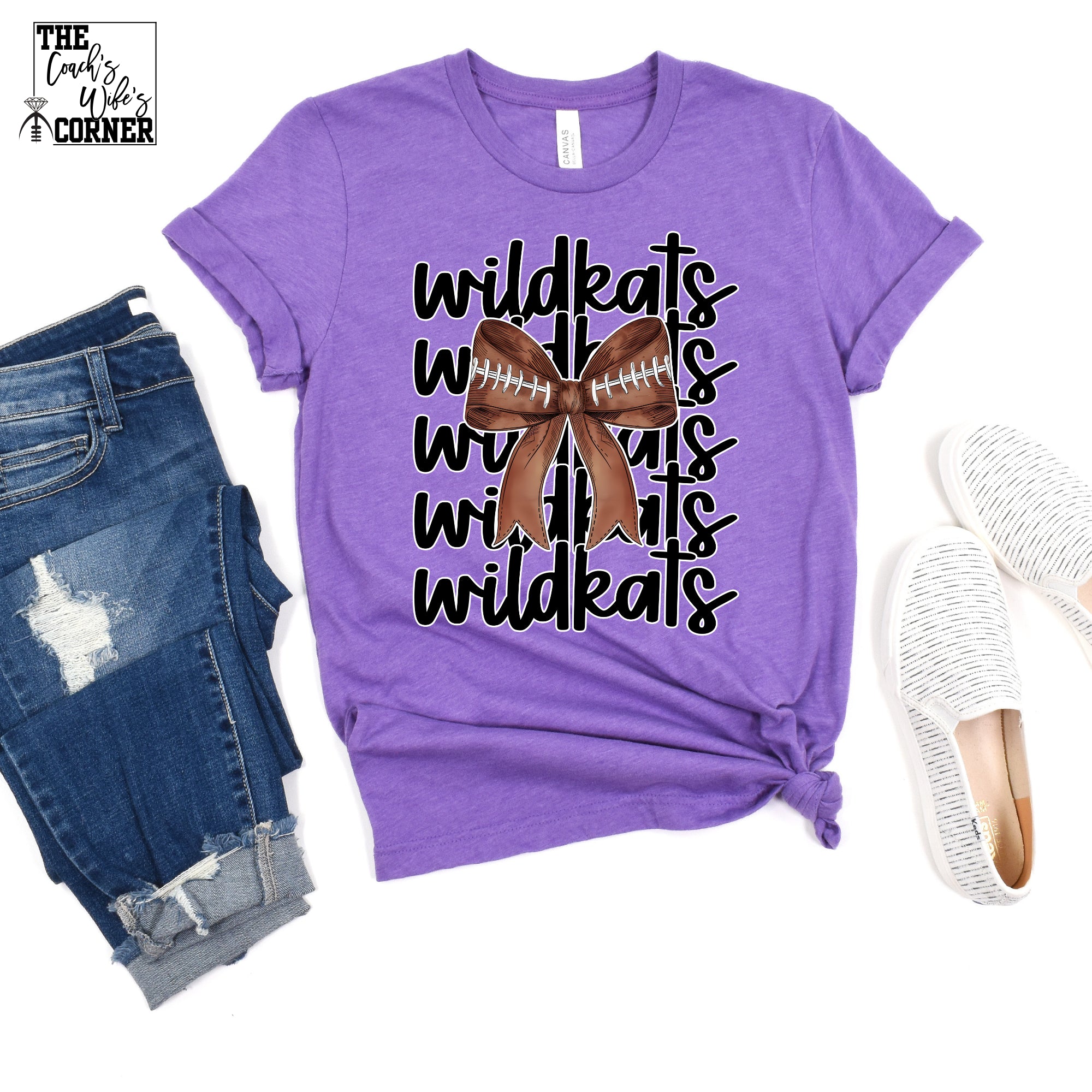 Willis Wildkats Stacked Football Bow