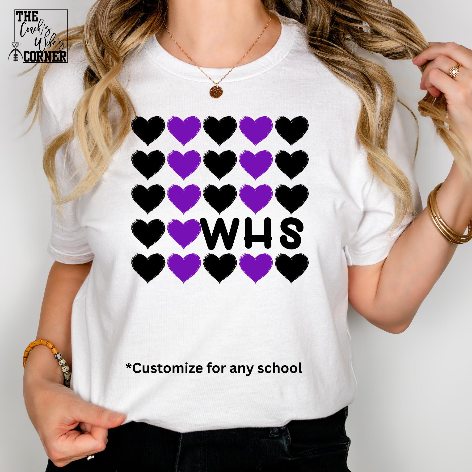 Willis Wildkats WHS Hearts Black & Purple