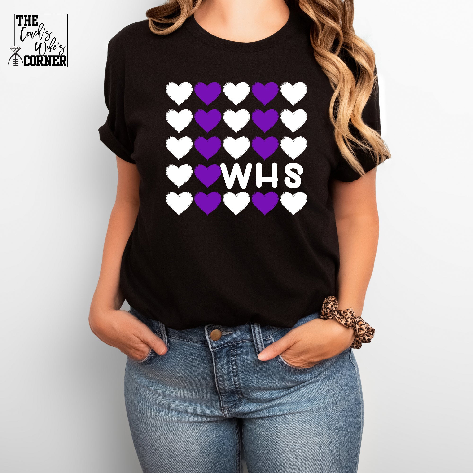 Willis Wildkats WHS Hearts Purple & White