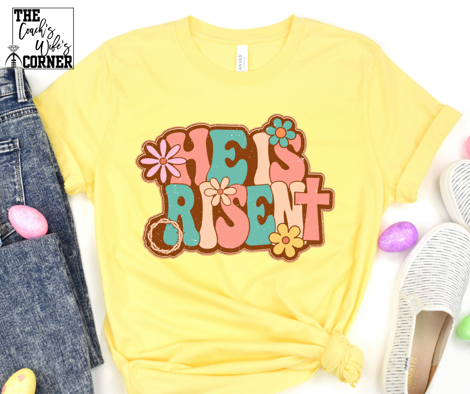 He Is Risen Block Letters & Flowers